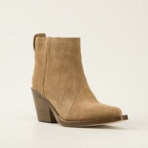 Acne Studios Donna Suede Western Ankle Block Heel Boots.